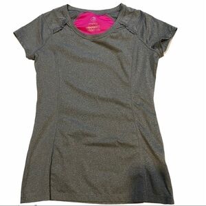 MPG Athletic Tee Vented Ruffle Detail Gray/Pink Women’s S Small